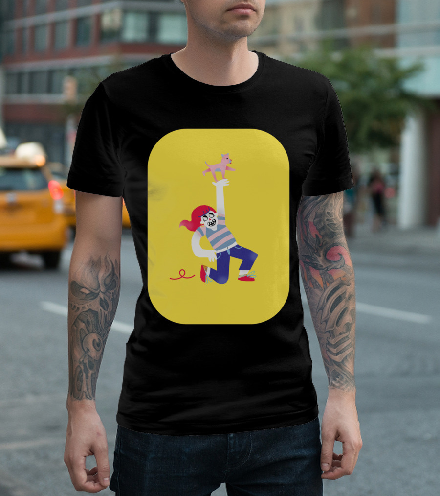 Dog Lover Playful Adventure with Pink Dog T-Shirt