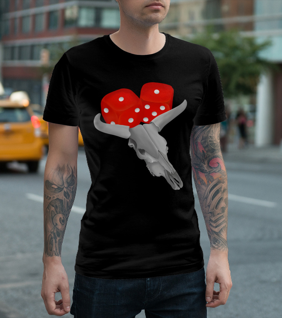 Snake Eyes Dice Red Skull Horns T-Shirt