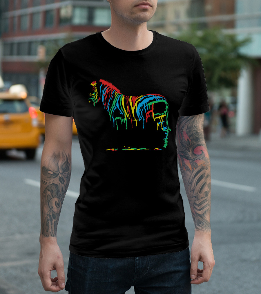Fresh Paint Dripping Colorful Zebra T-Shirt