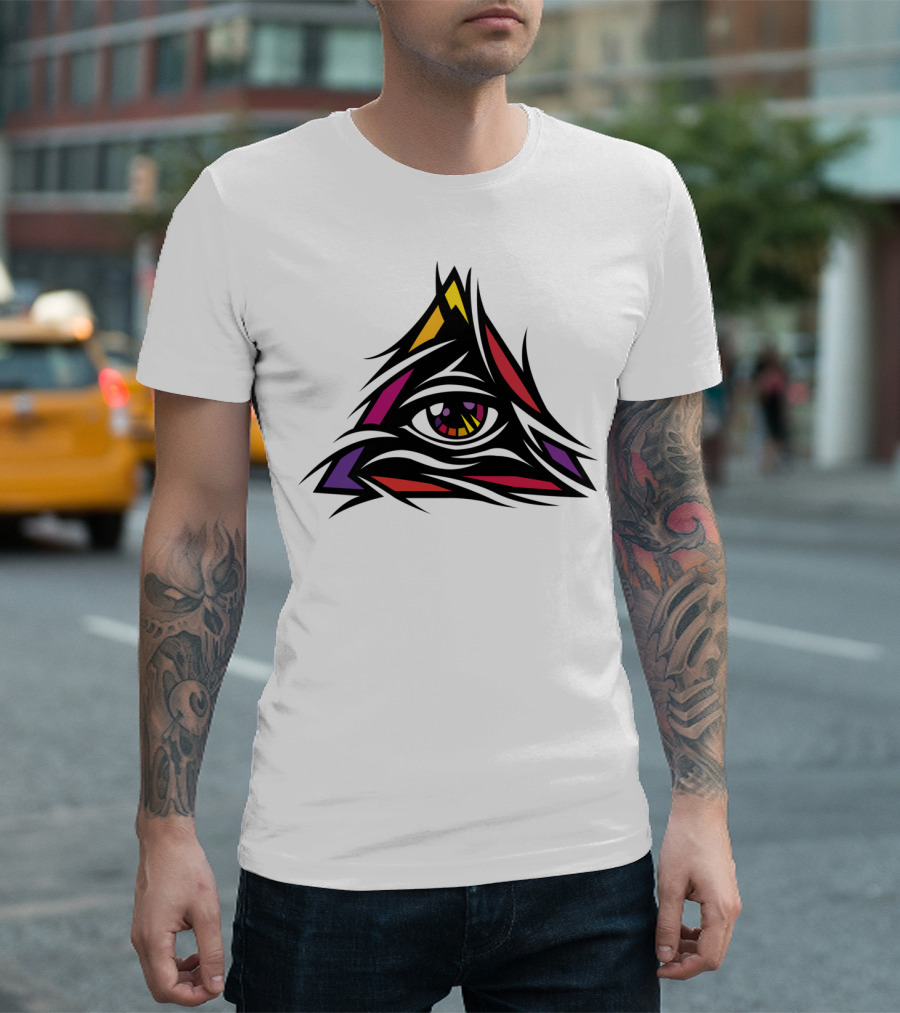 Illuminati Triangle Eye Multicolor Vibrant T-Shirt