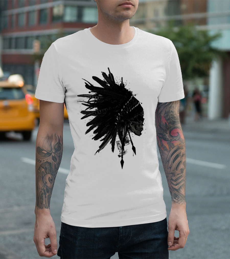 Warbonnet Skull Feathered Headdress T-Shirt