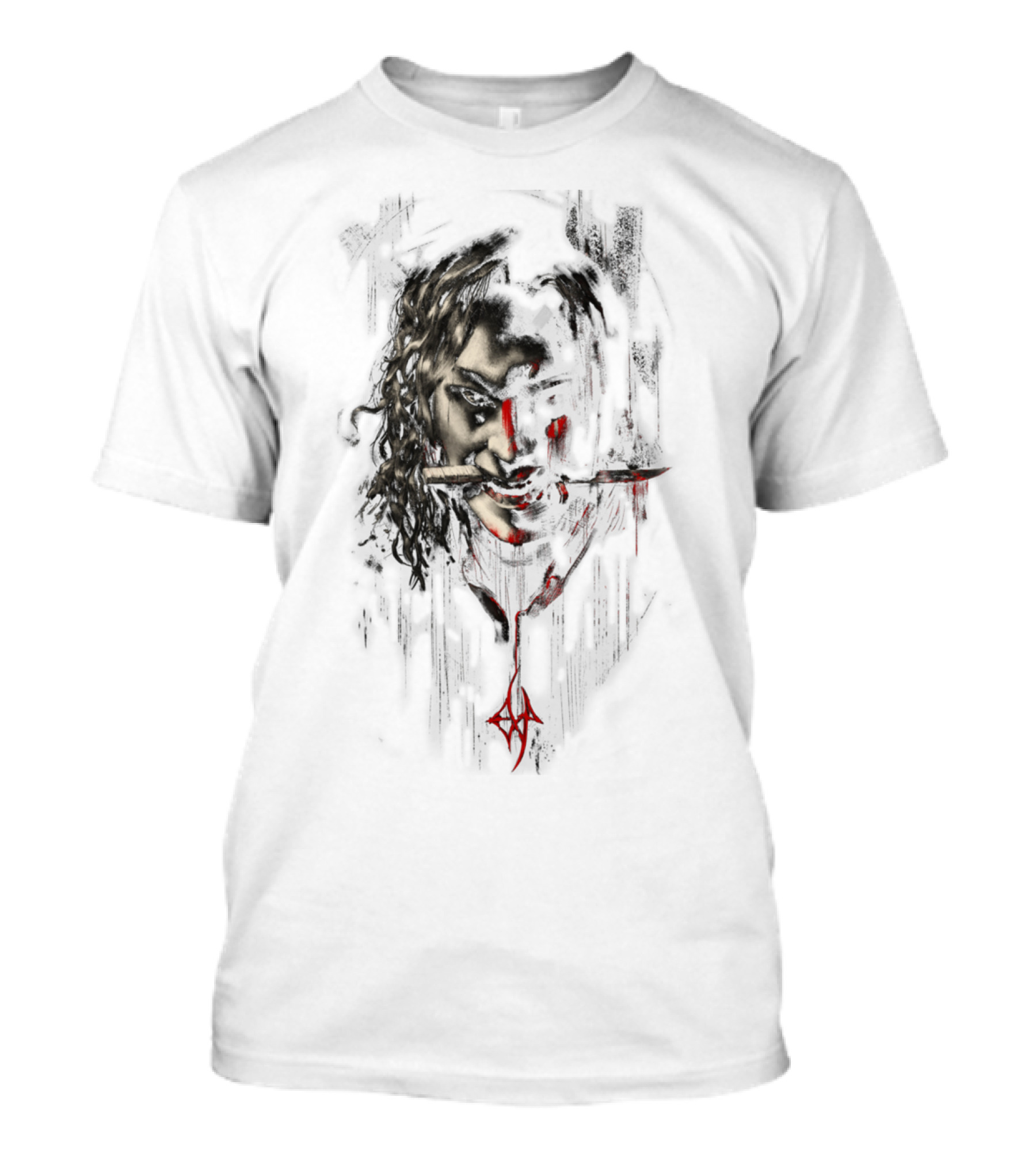 EXPTV Dark Portrait Grinning Face Knife Blood Red Elements T-Shirt