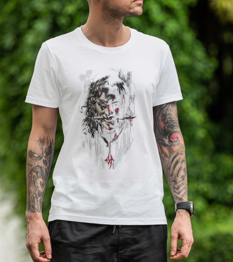 EXPTV Dark Portrait Grinning Face Knife Blood Red Elements T-Shirt