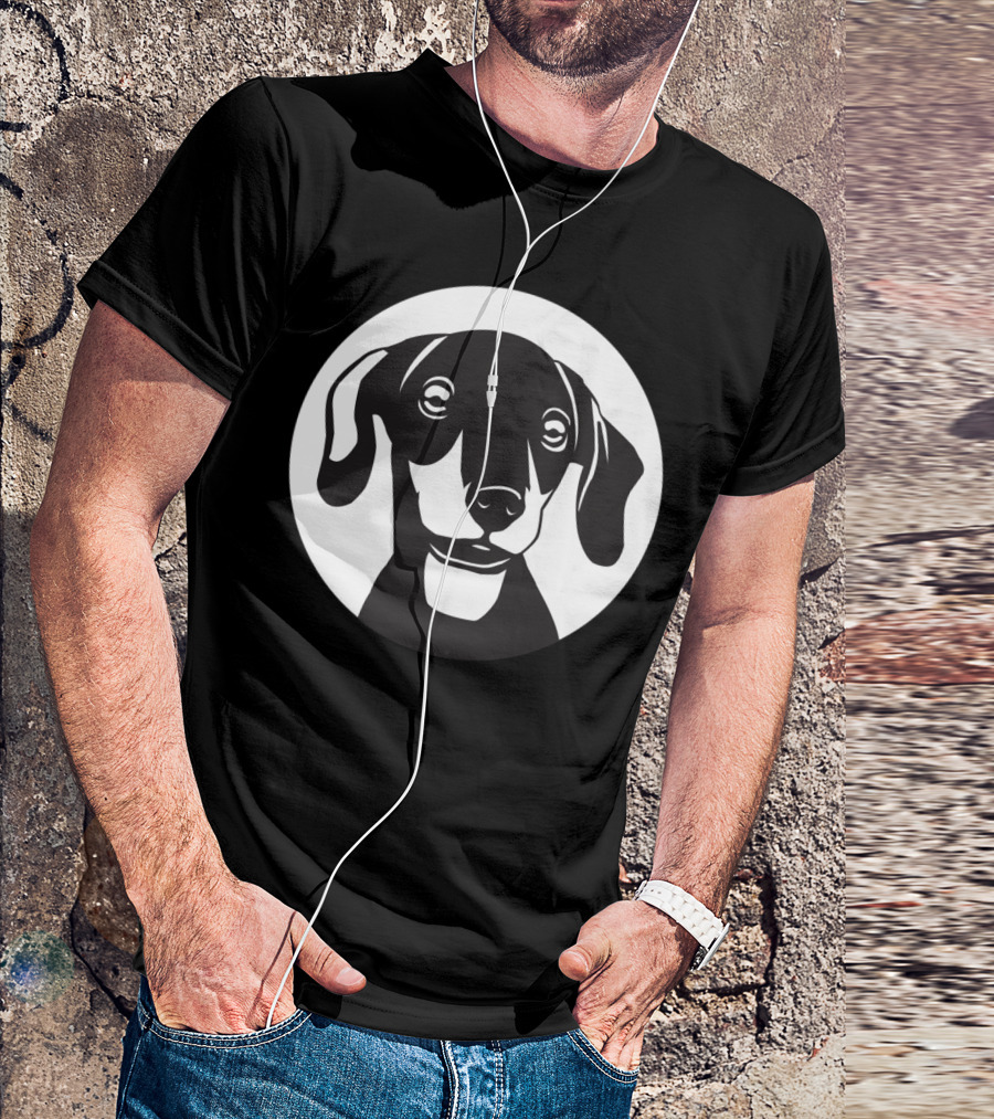 Dachshund Phone Iconic Black And White Dog T-Shirt