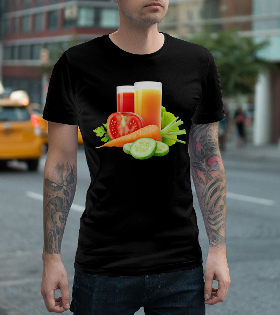 Fresh Vegetable Juices Tomato Carrot Cucumber Glasses T-Shirt