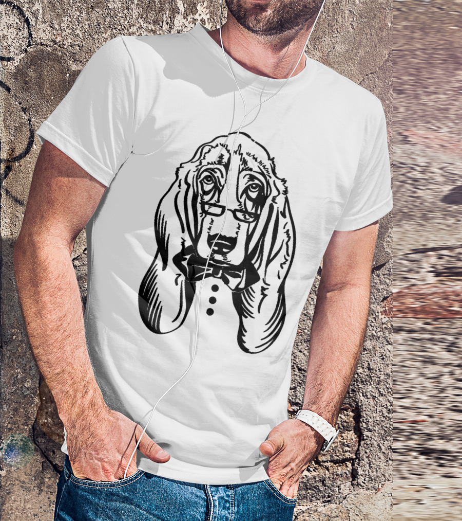 Hound Dog With Glasses And Bow Tie T-Shirt