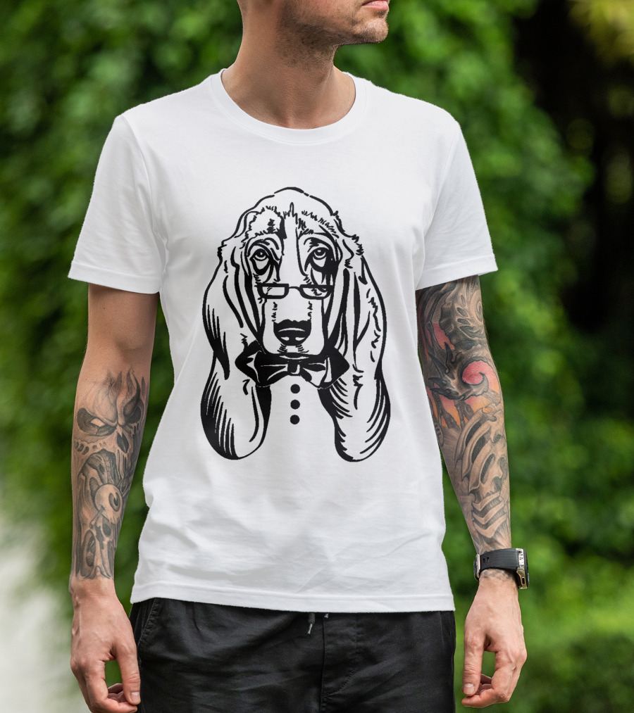 Hound Dog With Glasses And Bow Tie T-Shirt