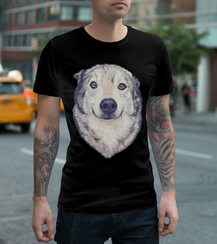 Good Boy Dog Portrait Huskies Smiling Husky Face T-Shirt