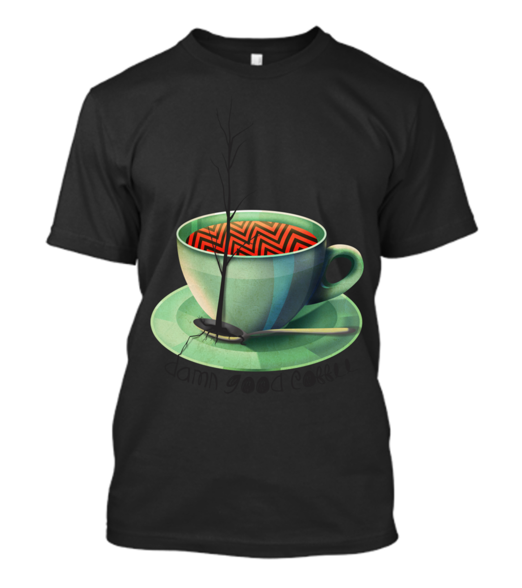 Damn Good Coffee Twin Peaks Cup Zigzag T-Shirt