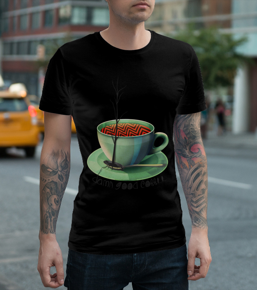 Damn Good Coffee Twin Peaks Cup Zigzag T-Shirt