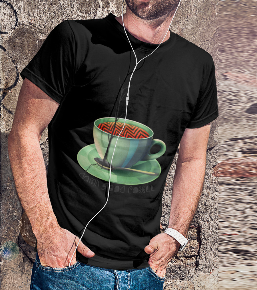 Damn Good Coffee Twin Peaks Cup Zigzag T-Shirt