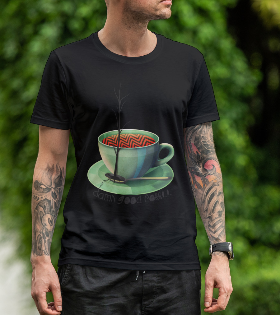 Damn Good Coffee Twin Peaks Cup Zigzag T-Shirt