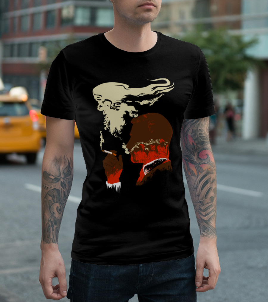 MadMen Smoke Silhouette With Abstract T-Shirt