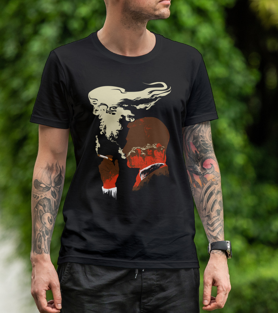 MadMen Smoke Silhouette With Abstract T-Shirt