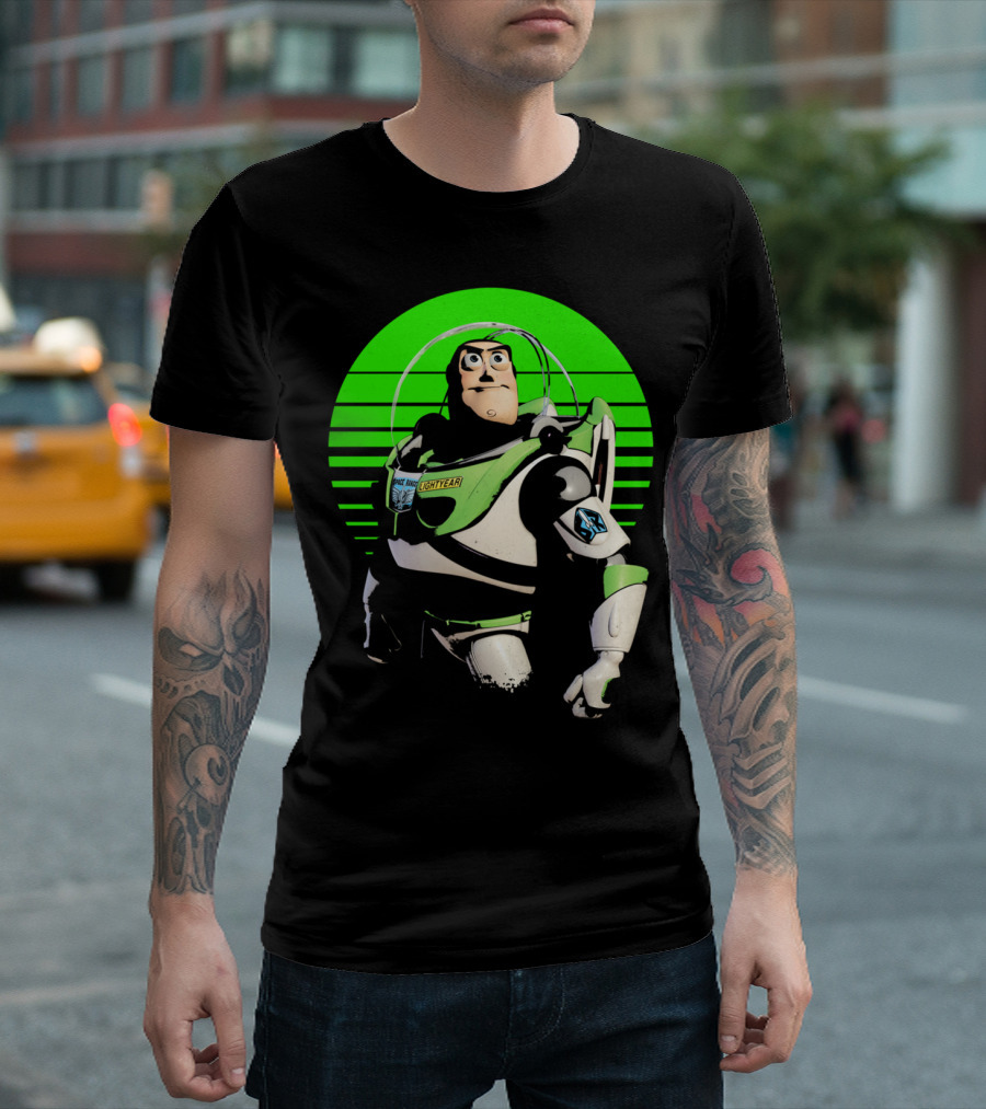 Eyes On Infinity Buzz Lightyear Retro Green Stripes T-Shirt