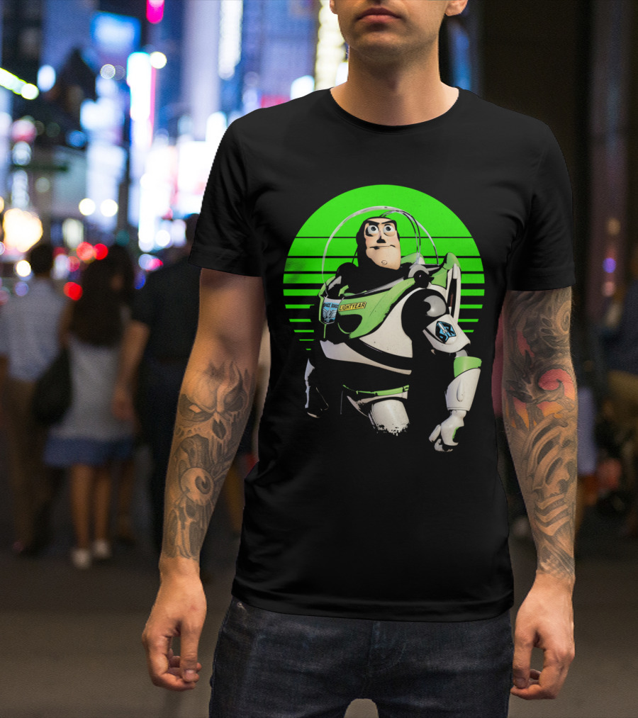 Eyes On Infinity Buzz Lightyear Retro Green Stripes T-Shirt