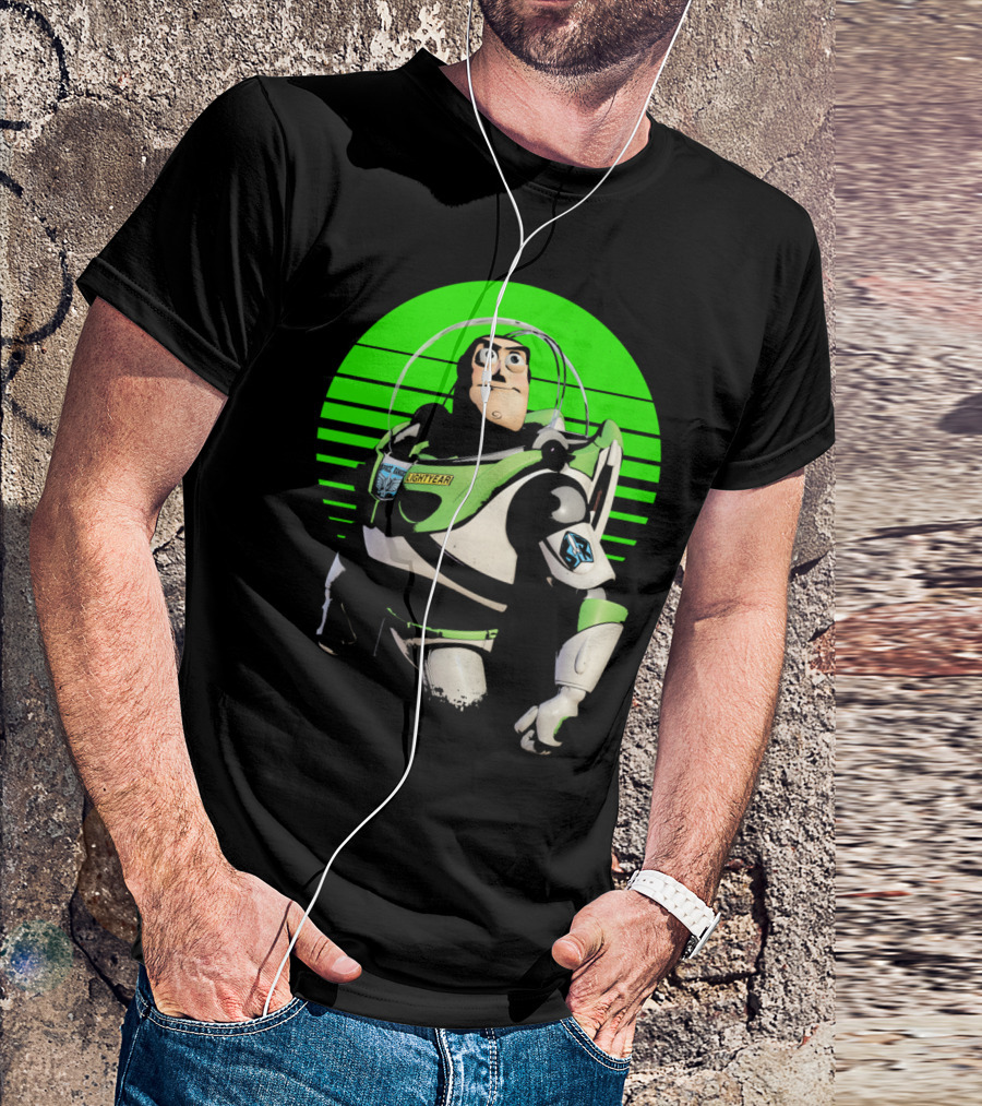 Eyes On Infinity Buzz Lightyear Retro Green Stripes T-Shirt