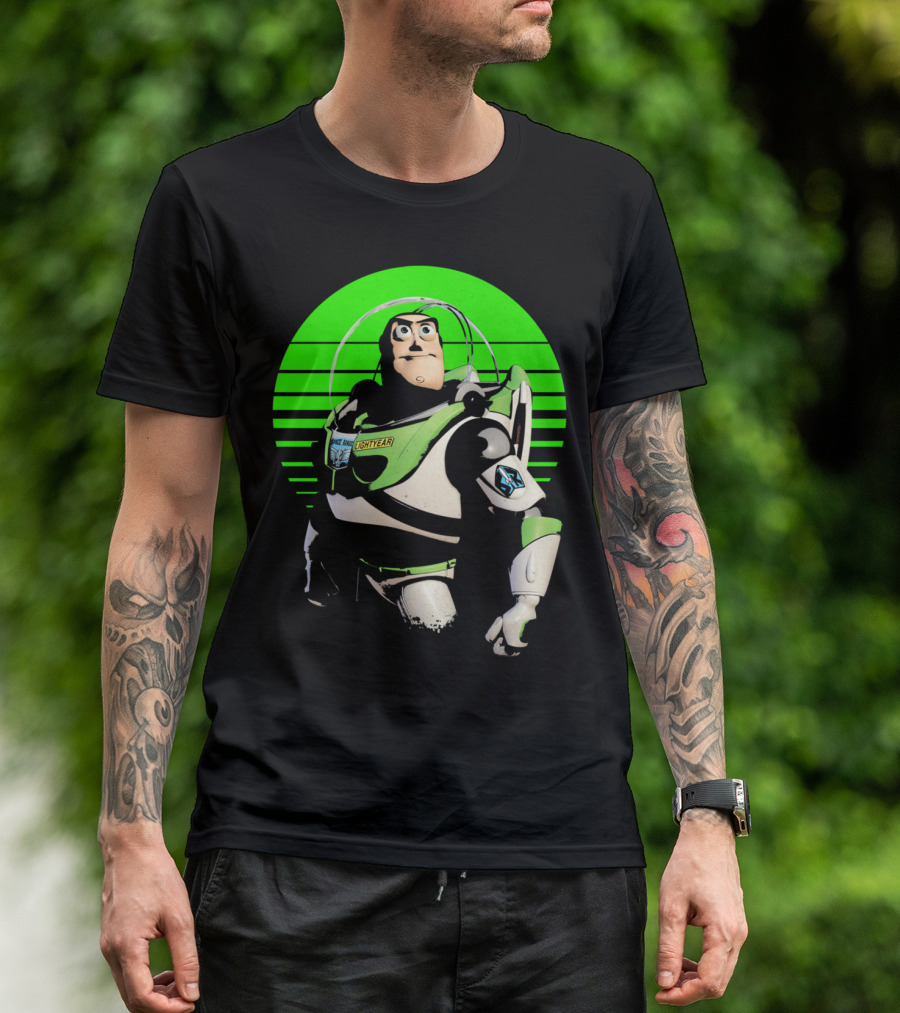 Eyes On Infinity Buzz Lightyear Retro Green Stripes T-Shirt