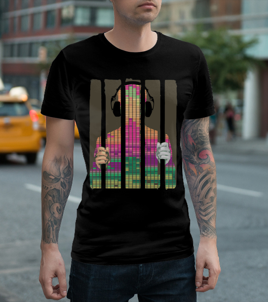 Beats Between Bars Headphones Equalizer Prisoner Music And Sound Waves T-Shirt