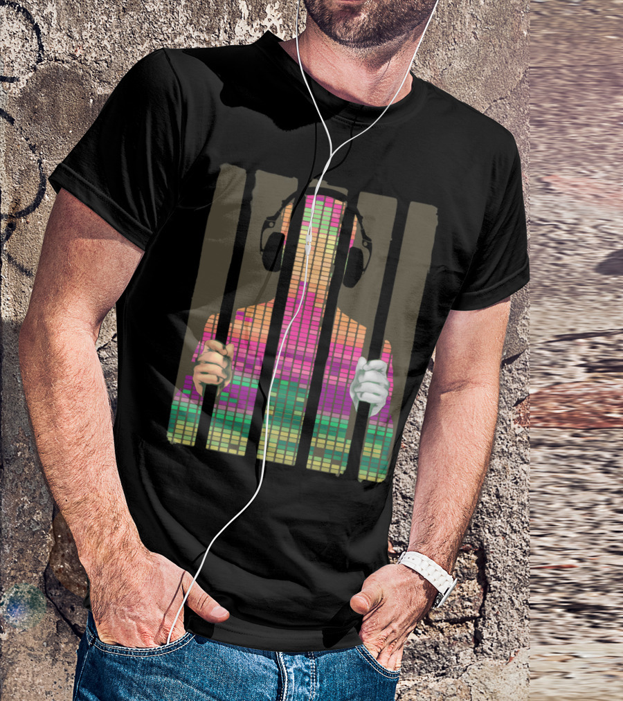 Beats Between Bars Headphones Equalizer Prisoner Music And Sound Waves T-Shirt