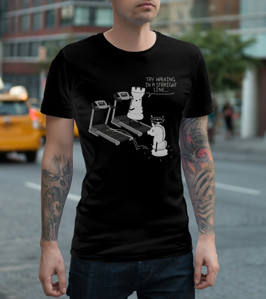 Chess Knight Attempts a Straight Line on Treadmill Challenge T-Shirt