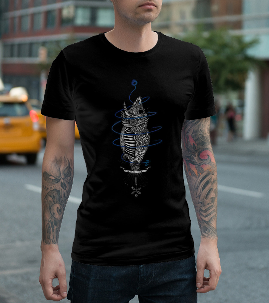 In A Trap Fish Skeleton Wrapped in Blue Rings T-Shirt