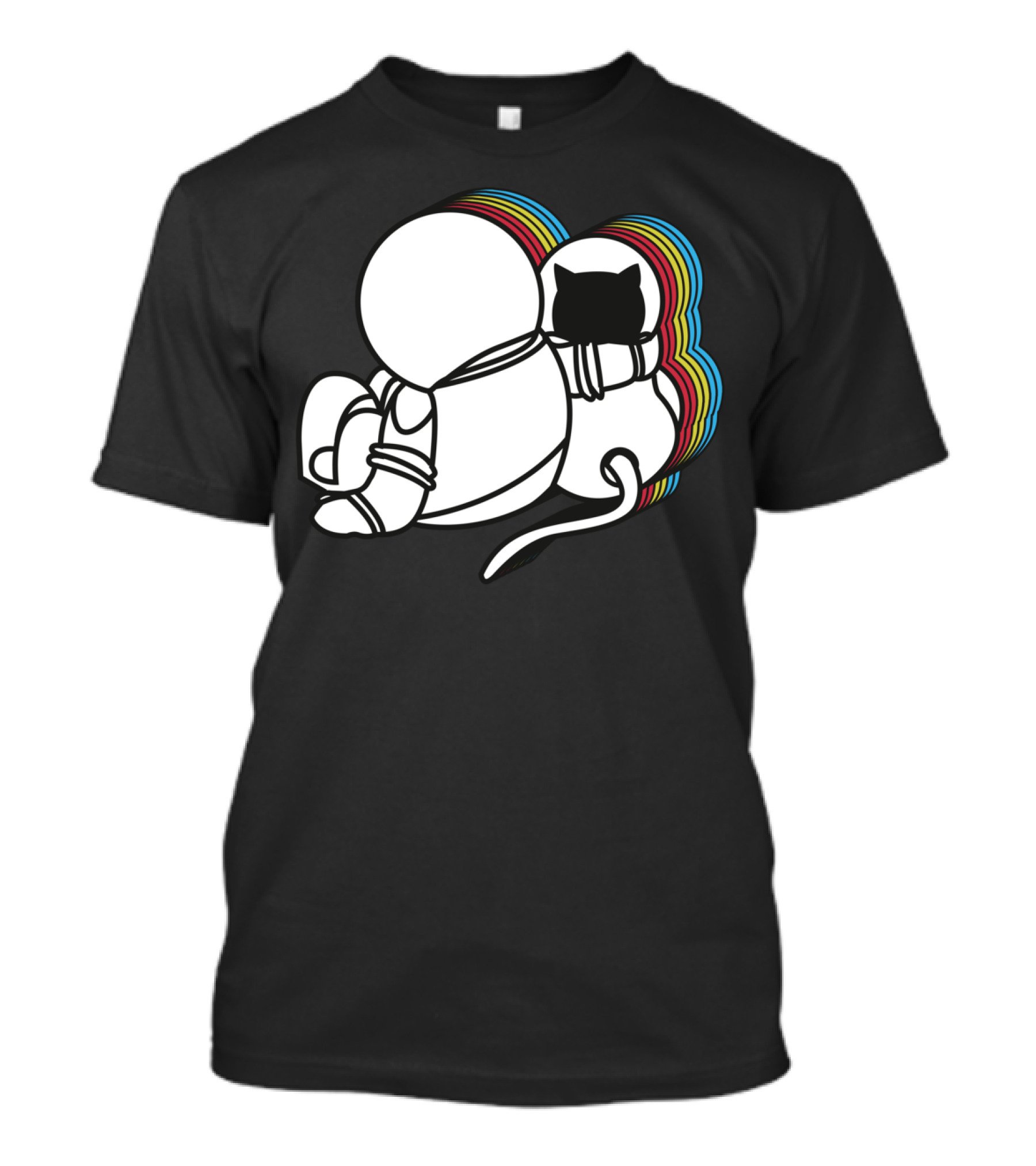 Friends Astronaut Cat Rainbow Vibe T-Shirt