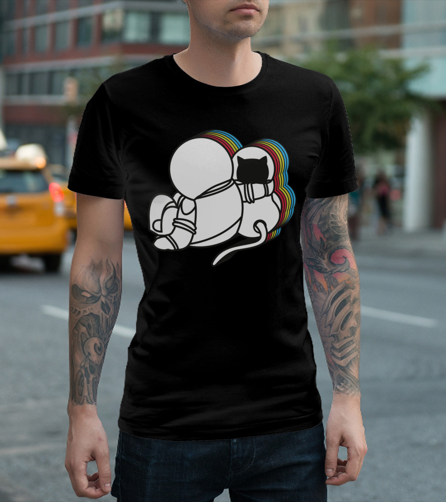 Friends Astronaut Cat Rainbow Vibe T-Shirt