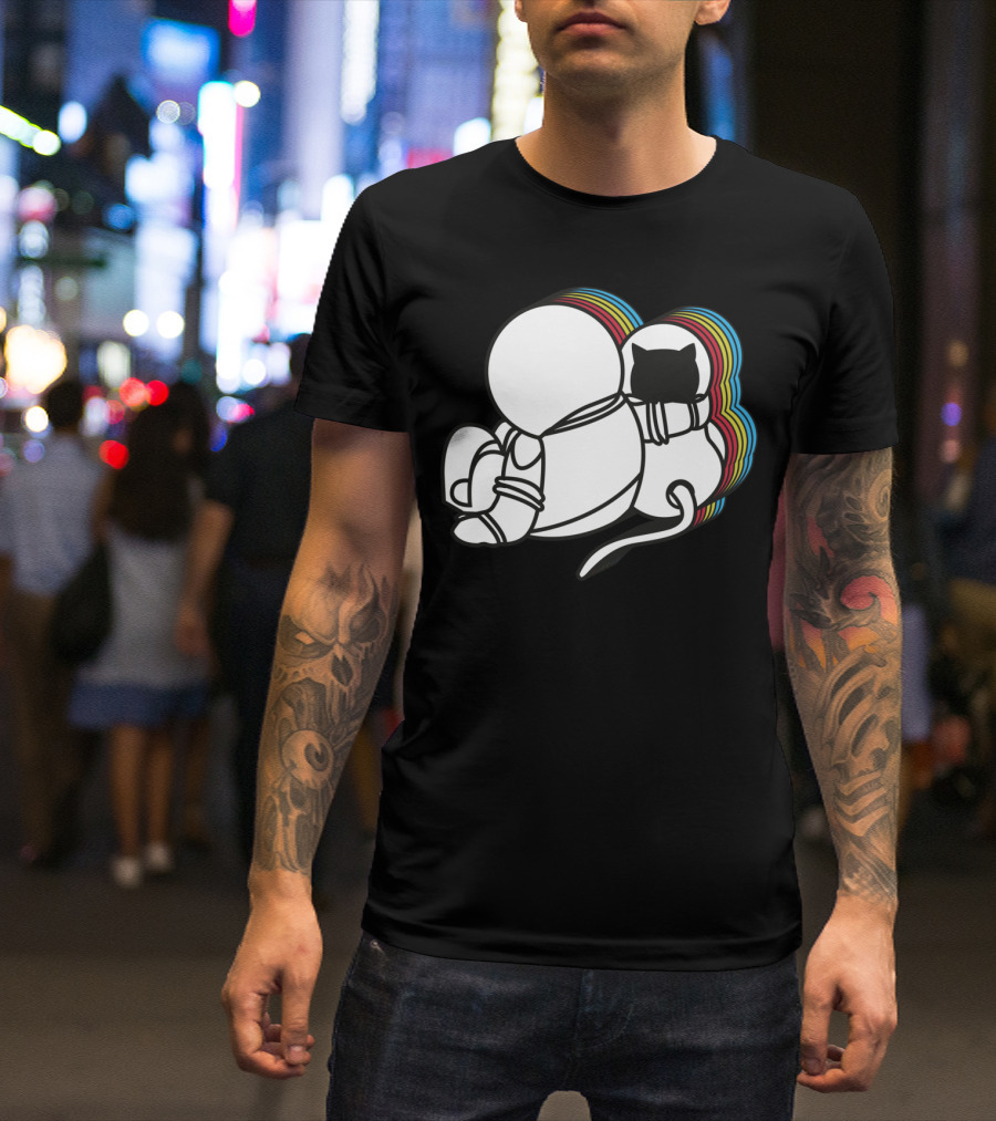 Friends Astronaut Cat Rainbow Vibe T-Shirt