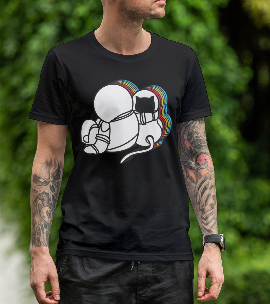 Friends Astronaut Cat Rainbow Vibe T-Shirt