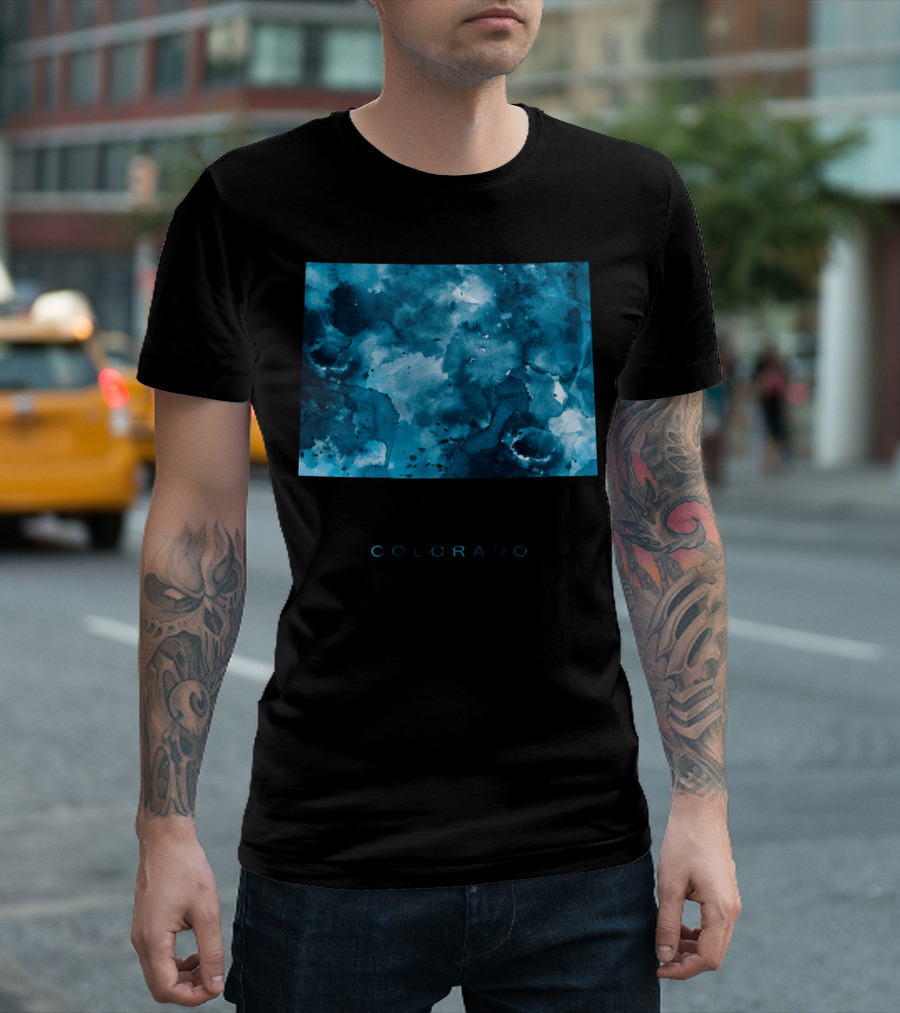 Colorado Watercolor Blue Abstract T-Shirt