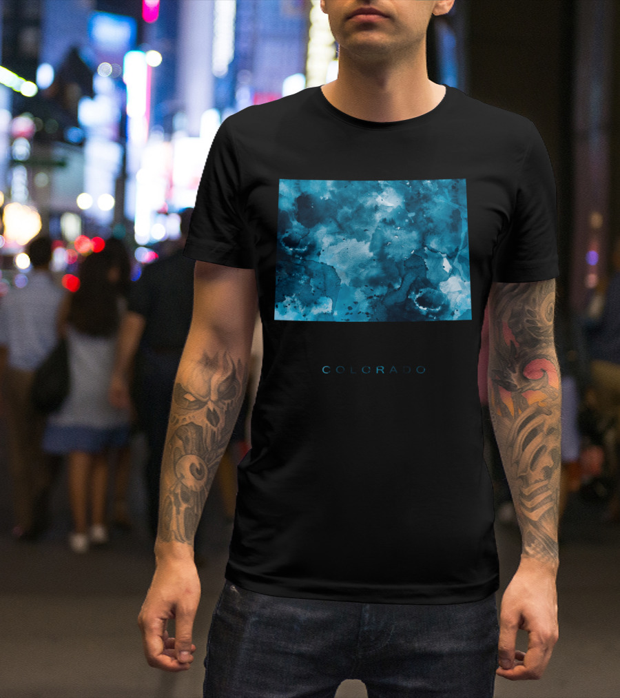 Colorado Watercolor Blue Abstract T-Shirt