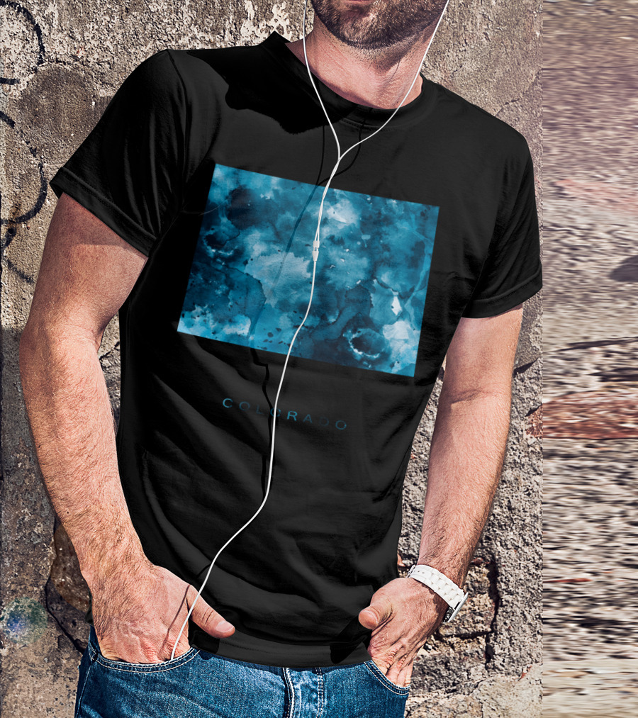 Colorado Watercolor Blue Abstract T-Shirt
