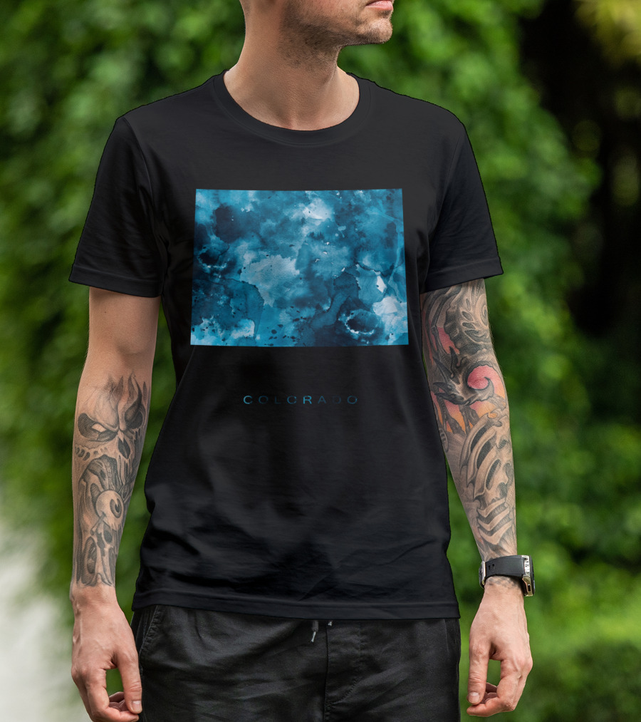 Colorado Watercolor Blue Abstract T-Shirt