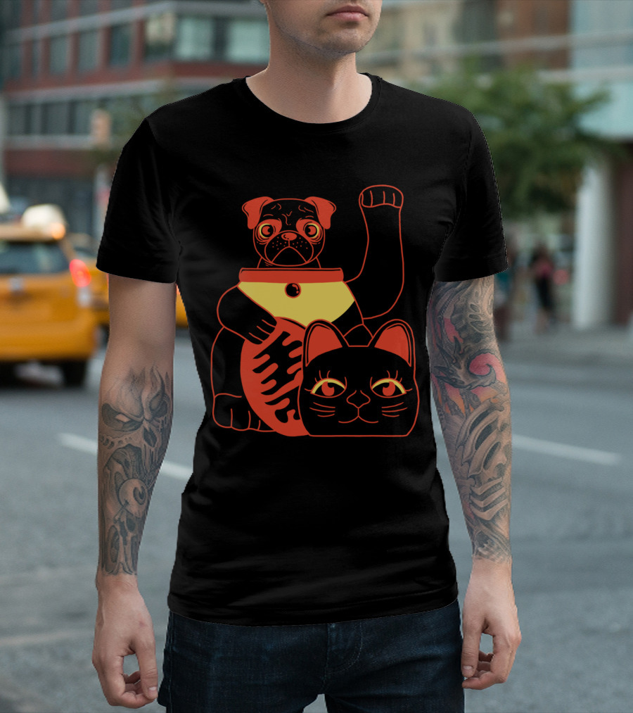 Good Job Buddy Pug and Lucky Cat T-Shirt