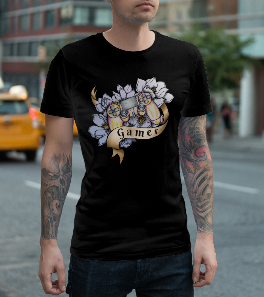 Gamer PlayStation Controller Floral T-Shirt
