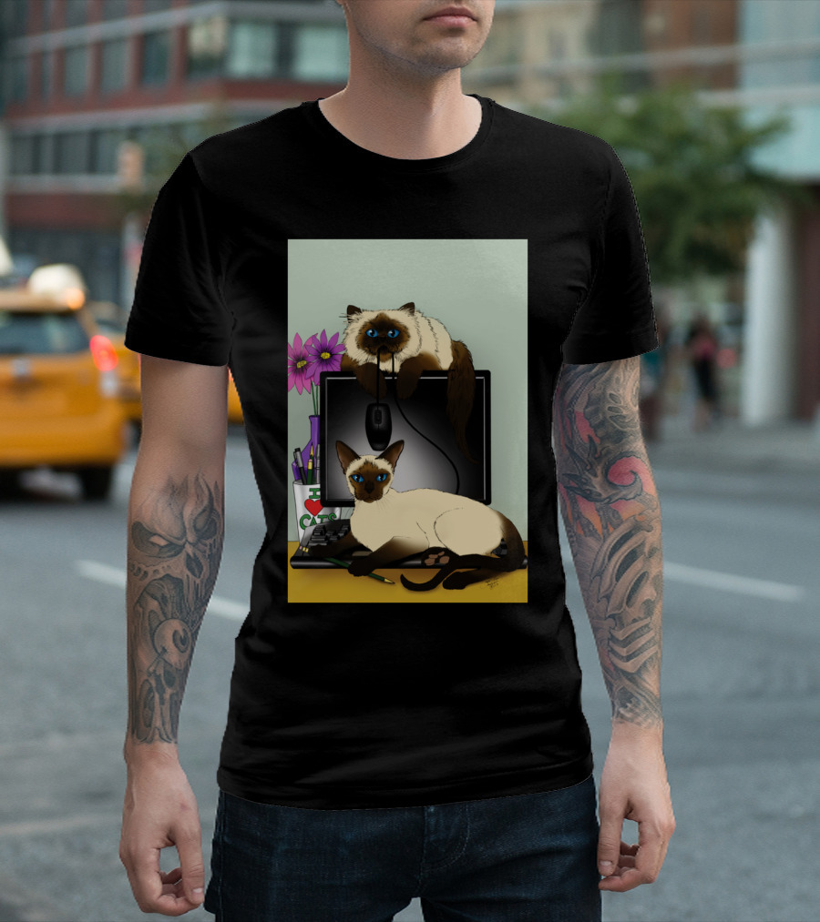 We Are Siamese Cats by Computer T-Shirt