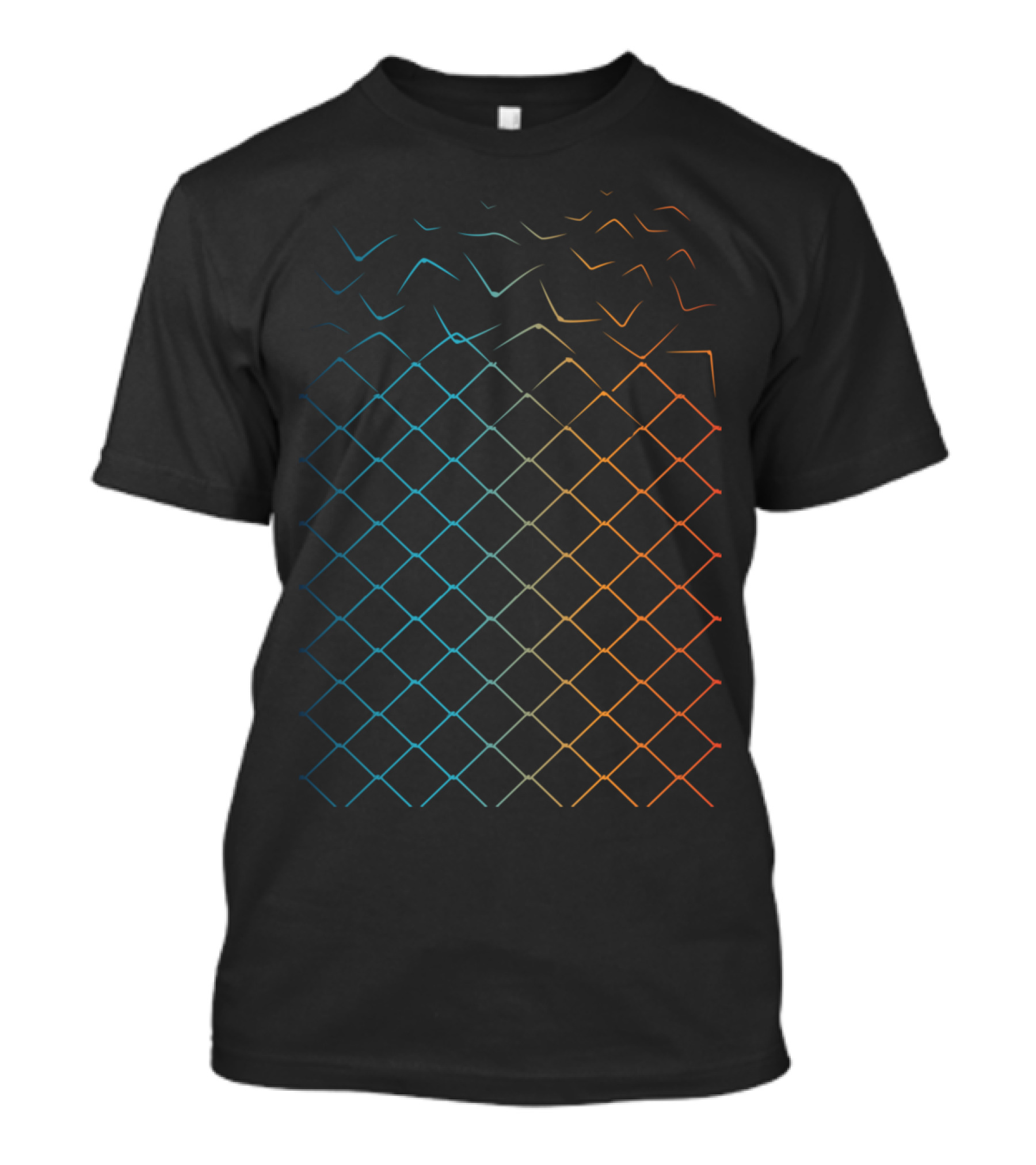 Colorful Geometric Fence Morphing Into Bird T-Shirt