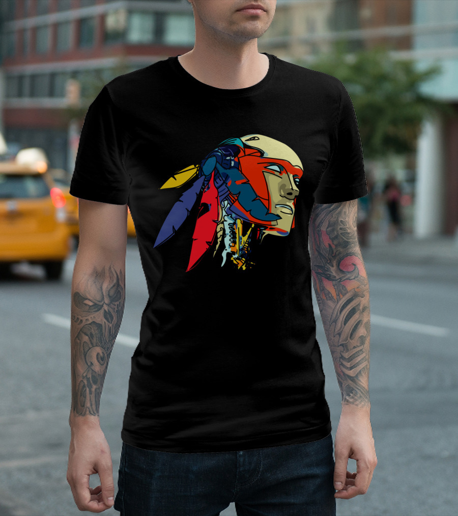 Colored Native Robot with Feather Adornments T-Shirt