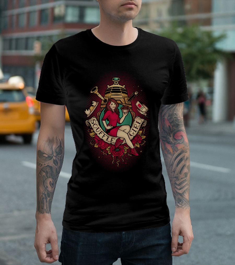 Dalek Souffle Girl Roses Red Dress Pie T-Shirt