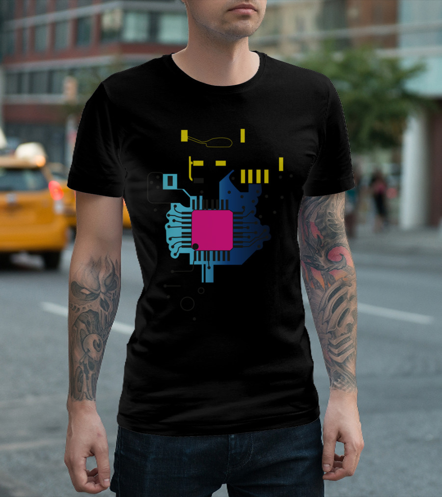 Colored Circuit Chip Design Programmer Card Architecture T-Shirt