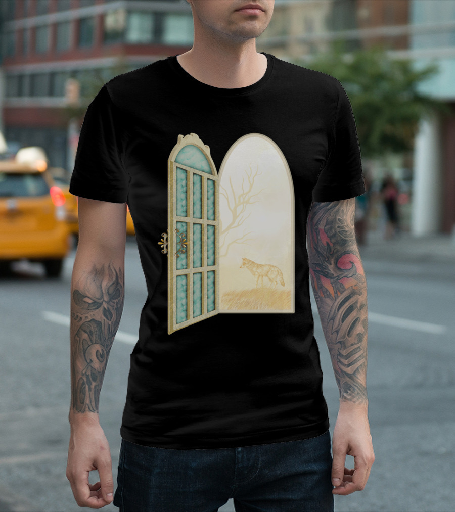 Open View DreamE Enchanted Gateway With Wolf Scene T-Shirt