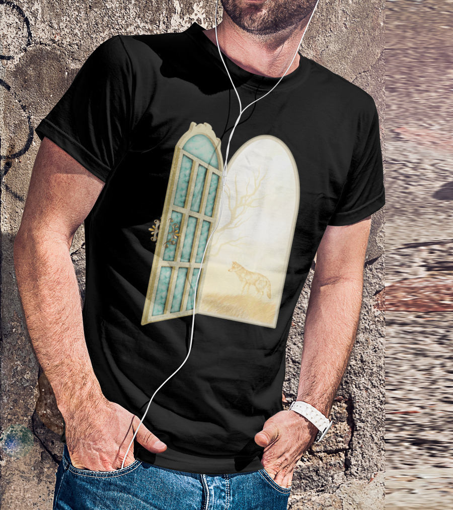 Open View DreamE Enchanted Gateway With Wolf Scene T-Shirt