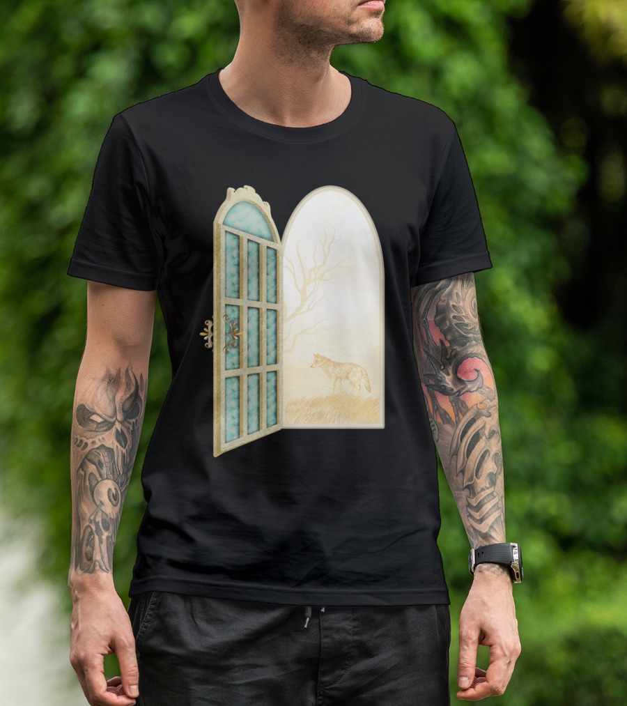 Open View DreamE Enchanted Gateway With Wolf Scene T-Shirt