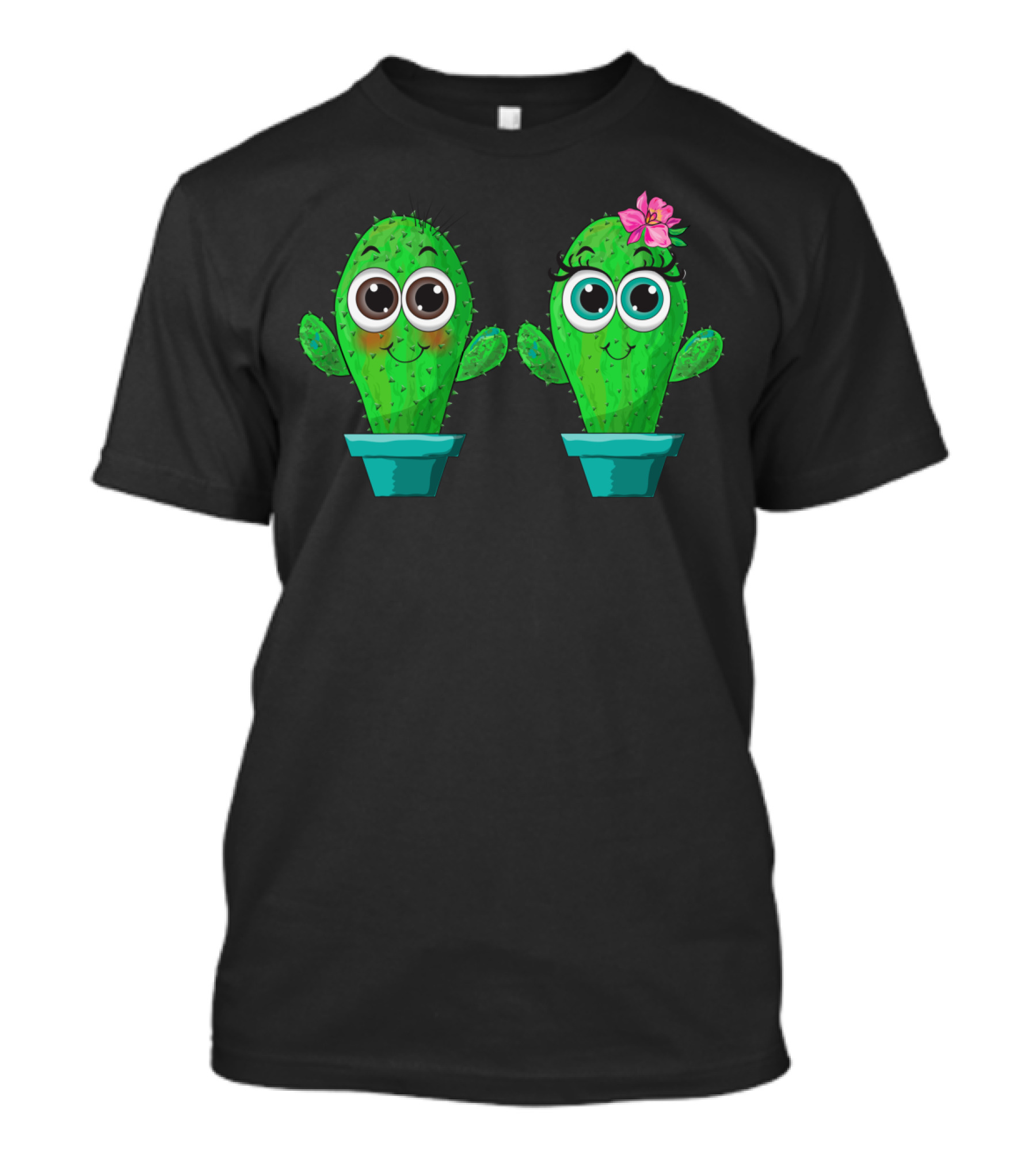 Cactus Love With Cute Flower And Big Eyes T-Shirt