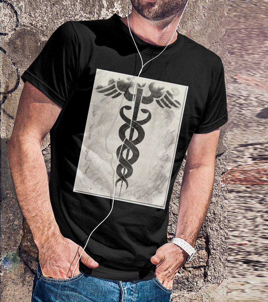 Caduceus Symbol With Winged Staff And Twisting Serpents T-Shirt