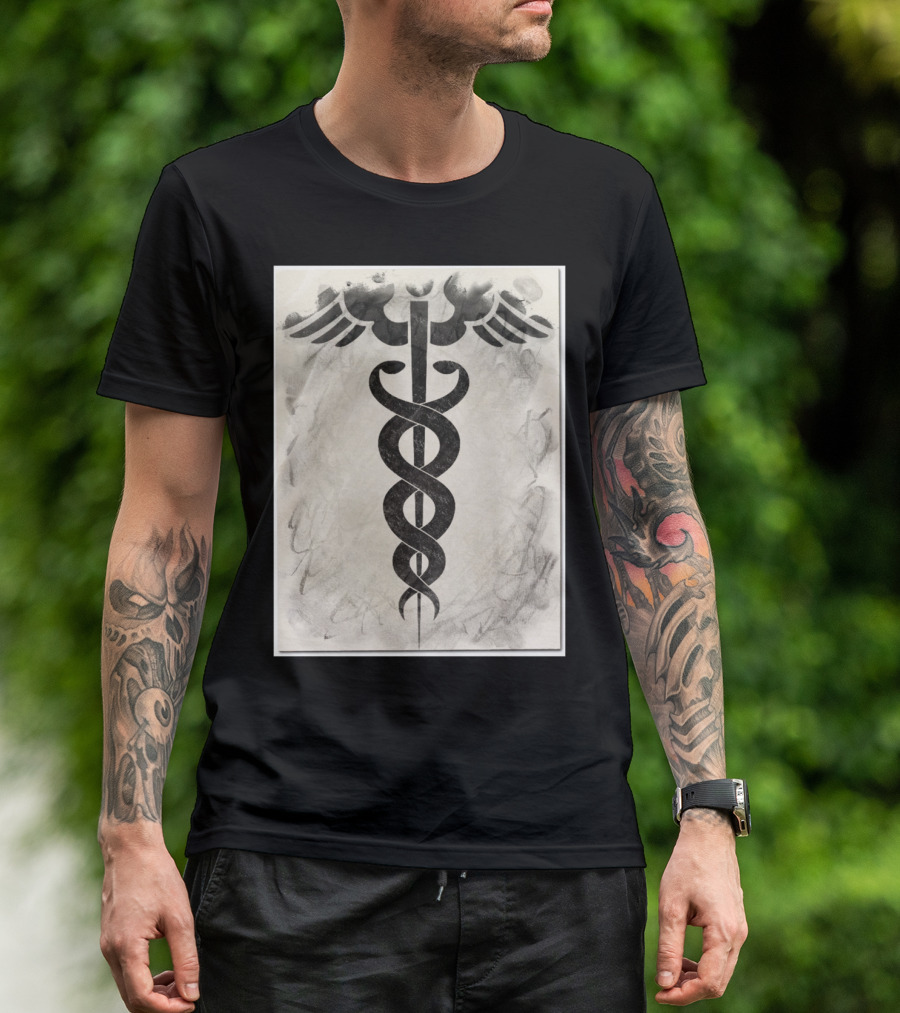Caduceus Symbol With Winged Staff And Twisting Serpents T-Shirt