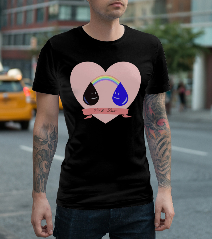 Opposites Attract Oil Water Rainbow Heart T-Shirt