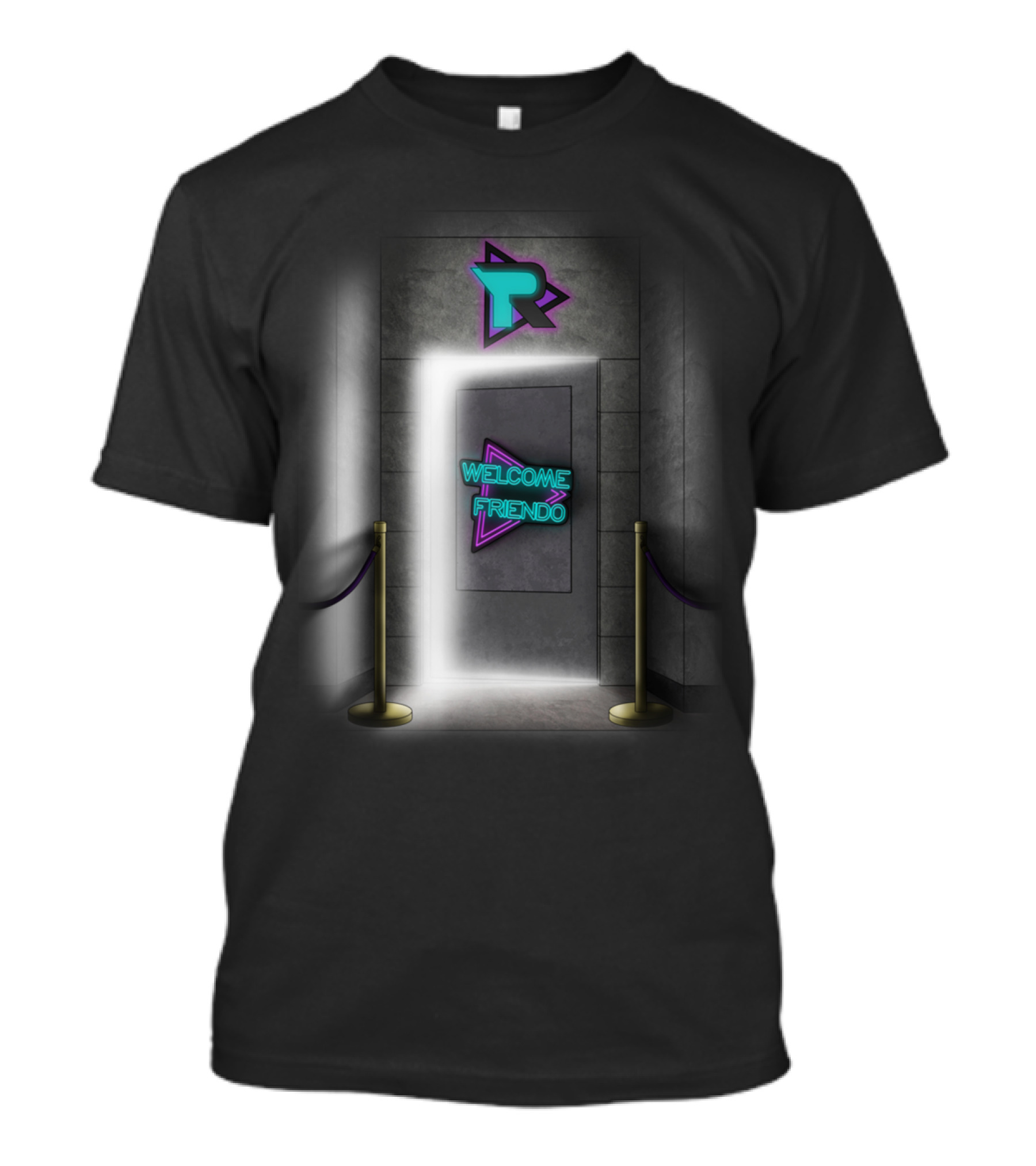 Welcome Friendo Neon Doorway Portal R T-Shirt
