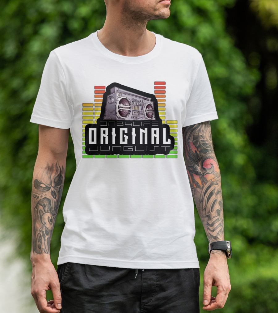 ORIGINAL Junglist Only4life Boombox Icon And Equalizer Bars T-Shirt